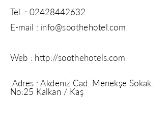 Soothe Hotel iletiim bilgileri